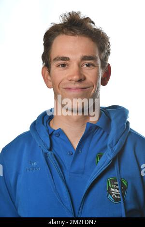 Belgian Sean De Bie of Verandas Willems - Crelan poses for the photographer during a portrait session ahead of the Baloise Belgium Tour cycling race, Tuesday 22 May 2018 in Buggenhout. BELGA PHOTO DAVID STOCKMAN Stock Photo