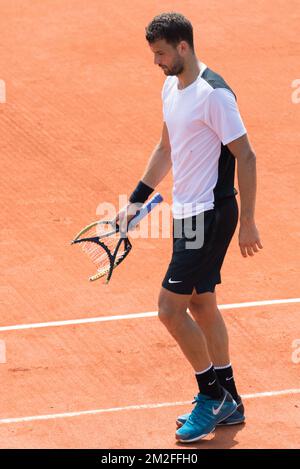 Bulgarian tennis player Grigor Dimitrov pictured during a training session against Belgian David Goffin ahead of the Roland Garros French Open tennis tournament, in Paris, France, Thursday 24 May 2018. The main draw of this year's Roland Garros Grand Slam takes place from 27 May to 10 June. BELGA PHOTO BENOIT DOPPAGNE Stock Photo