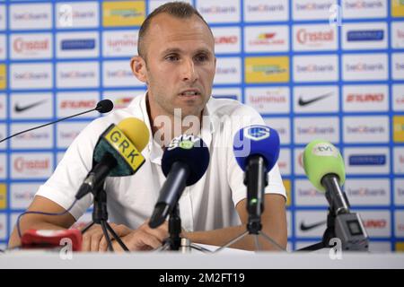 Thomas Buffel de Genk photographié lors d'une conférence de presse de l'équipe belge de football de première ligue KRC Genk, lundi 04 juin 2018 à Genk. BELGA PHOTO YORICK JANSENS Banque D'Images