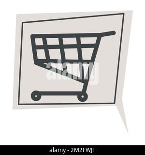 Affiche de chariot de panier dans le vecteur de boîte de discussion Illustration de Vecteur
