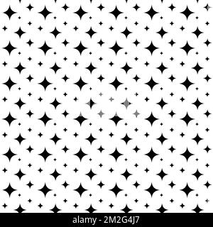 Motif sans couture de formes d'étoiles noires sur fond blanc. Motif abstrait plein cadre des étoiles. Banque D'Images