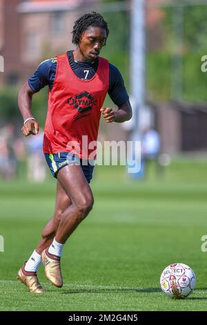 Jordan Botaka de STVV photographié lors de la première session d'entraînement de la saison 2018-2019 de l'équipe Jupiler Pro League Sint-Truidense V.V., mercredi 20 juin 2018 à Sint-Truiden. BELGA PHOTO LUC CLAESSEN Banque D'Images