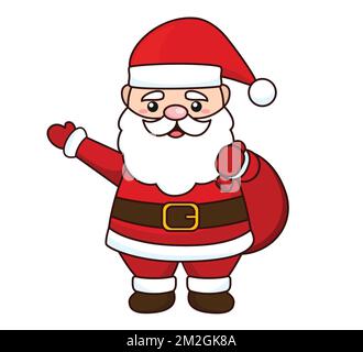 Illustration de dessin animé du Père Noël isolée sur fond blanc. Vecteur de caractère du Père Noël. Illustration de Vecteur