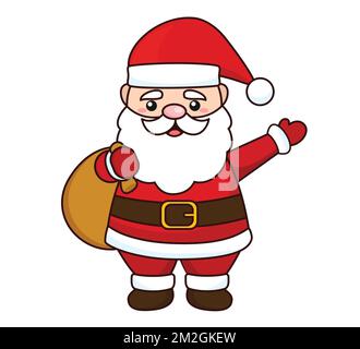 Illustration de dessin animé du Père Noël isolée sur fond blanc. Vecteur de caractère du Père Noël. Illustration de Vecteur