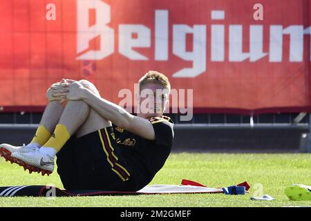 Kevin de Bruyne, de Belgique, photographié lors d'une session de formation de l'équipe nationale belge de football les Red Devils à Dedovsk, près de Moscou, Russie, dimanche 08 juillet 2018. Les Devils se sont qualifiés pour les demi-finales de la coupe du monde de la FIFA 2018, mardi prochain ils rencontreront la France. BELGA PHOTO DIRK WAEM Banque D'Images