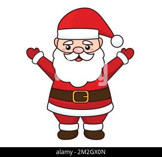 Illustration de dessin animé du Père Noël isolée sur fond blanc. Vecteur de caractère du Père Noël. Illustration de Vecteur