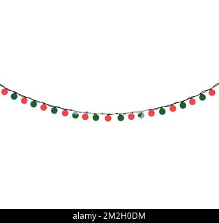 Illustration vectorielle de guirlande de lumières de Noël isolée sur fond blanc. Illustration de Vecteur