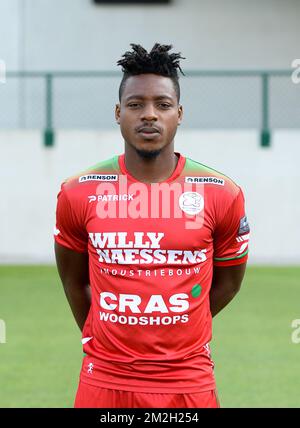 Essevee's Kingsley Madu poses for photographer at the 2018-2019 season photo shoot of Belgian first league soccer team SV Zulte Waregem, Wednesday 18 July 2018 in Waregem. BELGA PHOTO DAVID CATRY Stock Photo