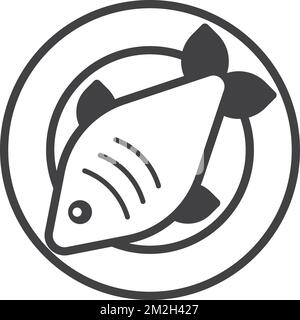 illustration du poisson bouilli et de la vaisselle dans un style minimal isolé sur fond Illustration de Vecteur