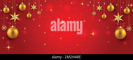 Illustration vectorielle de bannière de Noël avec des étoiles et des paillettes. Bannière de Noël avec espace de copie. Illustration de Vecteur