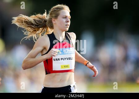 Belge Margo Van Puyvelde photographié en action pendant les 400m haies des femmes à l'édition 39th de la réunion d'athlétisme 'Nacht van de Atletiek (EA Classic Meeting), samedi 21 juillet 2018, à Heusden-Zolder. BELGA PHOTO JASPER JACOBS Banque D'Images