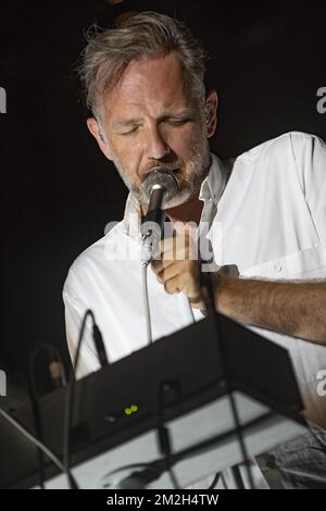 Stephen Dewaele du groupe rock électronique de Soulwax en concert au Nice Jazz Festival. | Stephen Dewaele de Soulwax groupe de rock électronique en concert au Nice Jazz Festival. 21/07/2018 Banque D'Images