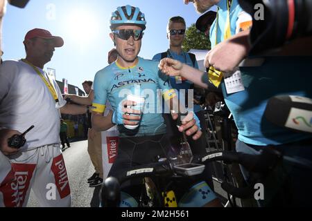 Magnus Cort danois d'Astana célèbre après avoir remporté la scène 15th de l'édition 105th de la course cycliste Tour de France, de Millau à Carcassonne (181,5km), France, dimanche 22 juillet 2018. Le Tour de France de cette année se déroule de 7 juillet à 29 juillet. BELGA PHOTO YORICK JANSENS Banque D'Images