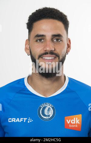 Dylan Bronn de Gent pose pour le photographe après une session de formation de l'équipe belge de football KAA Gent, mardi 31 juillet 2018, à Gent. BELGA PHOTO JASPER JACOBS Banque D'Images