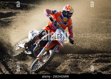 Glenn Coldenhoff hollandais photographié en action lors du Grand Prix de Belge MXGP de motocross, course 15th pour les Championnats du monde, dimanche 05 août 2018 à Lommel. BELGA PHOTO KRISTOF VAN ACCOM Banque D'Images