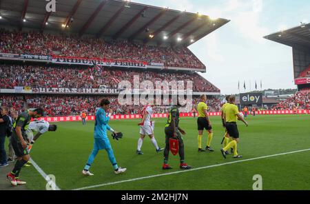 L'illustration montre le match de football entre le Standard belge de Liège et le Néerlandais AFC Ajax Amsterdam, mardi 07 août 2018 à Liège. Il s'agit de la première étape du troisième tour de qualification de la Ligue des champions de l'UEFA. BELGA PHOTO VIRGINIE LEFOUR Banque D'Images