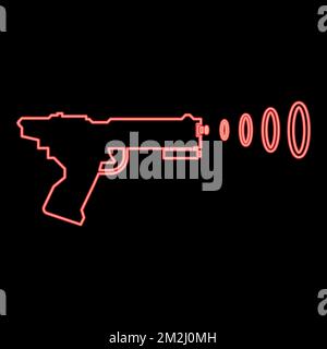 Néon espace Blaster jouet pour enfants pistolet futuriste pistolet spatial tir Blaster vague rouge couleur vecteur illustration image plat style lumière Illustration de Vecteur