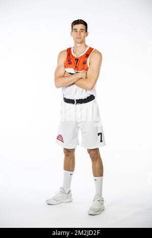 Rafael Bogaerts de Louvain pose pour le photographe lors d'un photoshoot de l'équipe belge de basket-ball Leuven Bears devant la 2018-2019 EuroMillions League, le mercredi 05 septembre 2018 à Ostende. BELGA PHOTO JASPER JACOBS Banque D'Images