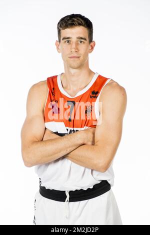 Rafael Bogaerts de Louvain pose pour le photographe lors d'un photoshoot de l'équipe belge de basket-ball Leuven Bears devant la 2018-2019 EuroMillions League, le mercredi 05 septembre 2018 à Ostende. BELGA PHOTO JASPER JACOBS Banque D'Images