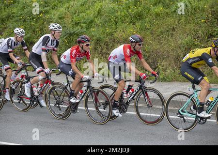 Belge Maxime Monfort de Lotto Soudal photographié à l'étape 11th de la 'Vuelta a Espana', Tour d'Espagne course cycliste, 181,1km de Mondonedo à Faro de Estaca de Bares, Manon, Espagne, jeudi 06 septembre 2018. BELGA PHOTO YUZURU SUNADA FRANCE OUT Banque D'Images