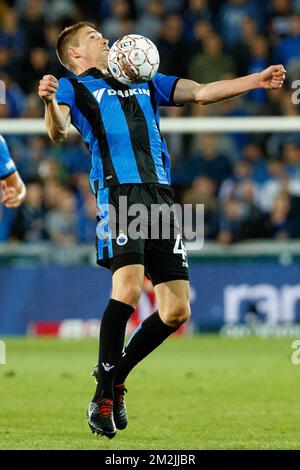 Le club Brandon Mechele se bat pour le ballon lors du match Jupiler Pro League entre le Club Brugge et Sporting Lokeren, à Bruges, le vendredi 14 septembre 2018, le septième jour de la Jupiler Pro League, la saison belge de championnat de football 2018-2019. BELGA PHOTO KURT DESPLENTER Banque D'Images