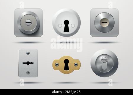 plusieurs serrures de porte en blanc Illustration de Vecteur