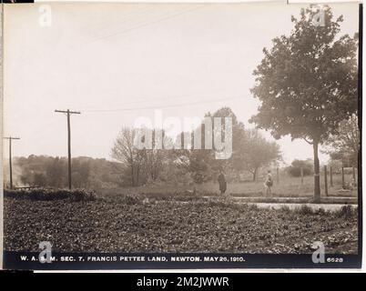 Service de distribution, secteur d'approvisionnement de Weston Aqueduct, section 7, terre de Francis Pettee, Newton, Massachusetts, 26 mai 1910 , travaux d'eau, conduites de tuyaux, sites de construction Banque D'Images