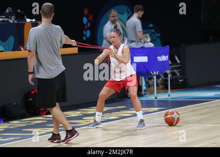 Cats belges Marjorie Carpreaux photographiés en action lors d'une session de formation de l'équipe nationale belge Cats belges, lundi 24 septembre 2018 à Tenerife, Espagne, tandis que Cats sont dans la phase de groupe de la Champioship du monde des femmes, dans le Groupe C. BELGA PHOTO VIRGINIE LEFOUR Banque D'Images