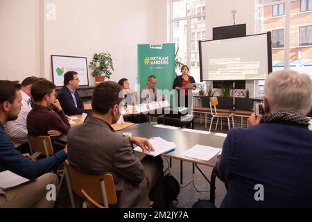 L'illustration montre une réunion avec Groen, responsable des listes des principales villes flamandes et de Bruxelles, à Gand, le mercredi 26 septembre 2018. Des élections locales ont lieu le 14 octobre en Belgique. BELGA PHOTO JAMES ARTHUR GEKIERE Banque D'Images