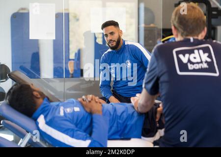 Renato Neto de Gent et Dylan Bronn de Gent photographiés lors d'une séance de formation de l'équipe belge de football KAA Gent, jeudi 27 septembre 2018, à Gand. BELGA PHOTO JASPER JACOBS Banque D'Images