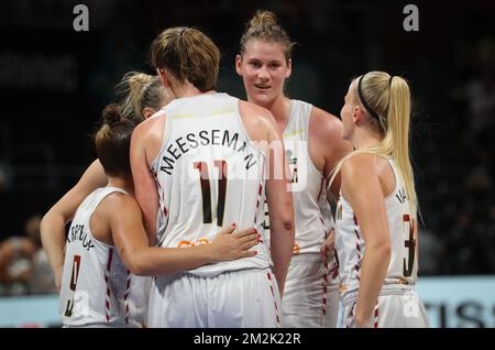 Chats belges Kyara Linskens photographiés lors d'un match de basket-ball entre l'équipe nationale belge « les chats belges » et les États-Unis, en demi-finale de la coupe du monde de basket-ball des femmes FIBA, à Tenerife, Espagne, le samedi 29 septembre 2018. BELGA PHOTO VIRGINIE LEFOUR Banque D'Images