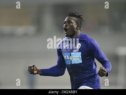 Jacques Zoua de Beerschot célèbre après avoir marqué un match de football entre Beerschot Wilrijk et AFC Tubize, le samedi 06 octobre 2018 à Anvers, le neuvième jour de la division Proximus League 1B du championnat belge de football. BELGA PHOTO JOHN THYS Banque D'Images