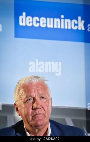 Patrick Lefevere, PDG de Quick-Step Floors, a photographié lors d'une conférence de presse de l'équipe cycliste Quick-Step Floors à propos de son nouveau sponsor Deceuninck Plastics, le lundi 08 octobre 2018, à Sint-Martens-Latem. BELGA PHOTO DAVID STOCKMAN Banque D'Images