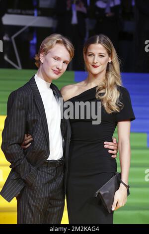 L'acteur Victor Polster et Nora Monsecour photographiés lors de l'ouverture du festival du film Fest Gent 45th, avec le film belge 'Girl' du réalisateur Lukas Dhont, mardi 09 octobre 2018. BELGA PHOTO NICOLAS MATERLINCK Banque D'Images