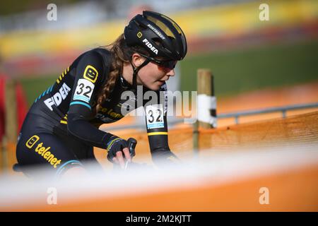 Dutch Fleur Nagengast photographié en action pendant la course féminine à la deuxième étape de la compétition cycliste Superprestige à Boom, samedi 20 octobre 2018. BELGA PHOTO DAVID STOCKMAN Banque D'Images