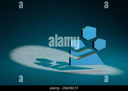 Magnifiques illustrations abstraites symbole de glissement icône sur fond bleu foncé. 3d illustration du rendu. Motif d'arrière-plan pour la conception. Banque D'Images