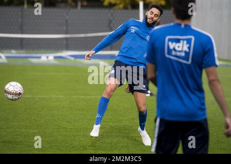 Dylan Bronn de Gent photographié lors d'une session de formation de l'équipe belge de football KAA Gent, mardi 06 novembre 2018, à Gent. BELGA PHOTO JASPER JACOBS Banque D'Images