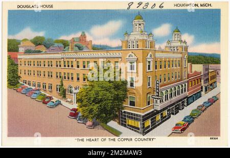 Maison Douglass, Houghton, Michigan 'Le coeur du pays du cuivre' , Hôtels, Collection des frères Tichnor, cartes postales des Etats-Unis Banque D'Images