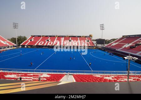 L'illustration montre le stade de hockey Kalinga à Bhubaneswar, en Inde, lors de la coupe du monde de hockey, le lundi 26 novembre 2018. BELGA PHOTO DANIEL TECHY Banque D'Images