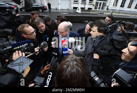Le ministre de la Justice, Koen Geens, s'entretient avec la presse à l'approche d'une réunion du conseil des ministres du gouvernement fédéral à Bruxelles, le vendredi 07 décembre 2018. BELGA PHOTO ERIC LALMAND Banque D'Images