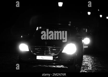 Le Premier ministre belge Charles Michel quitte le château royal de Laeken - Laken, Bruxelles, après avoir donné la démission de son gouvernement au roi Philippe - Filip de Belgique, mardi 18 décembre 2018. BELGA PHOTO NICOLAS MATERLINCK Banque D'Images