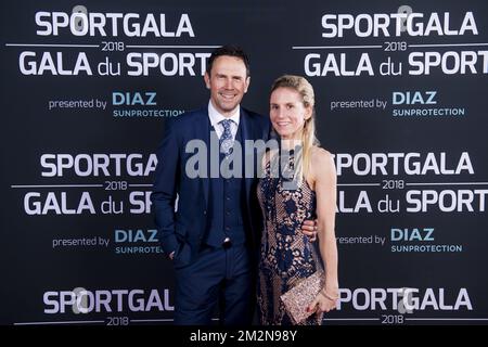 Christophe Impens et son épouse photographiés lors de la soirée de gala pour les prix sport femmes et hommes de l'année 2018, samedi 22 décembre 2018, à Bruxelles. BELGA PHOTO BELGA PHOTO DE PISCINE LAURIE DIEFFEMB Banque D'Images