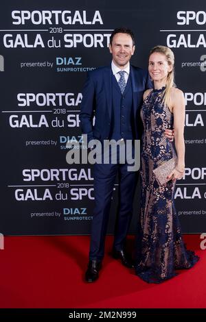 Christophe Impens et son épouse photographiés lors de la soirée de gala pour les prix sport femmes et hommes de l'année 2018, samedi 22 décembre 2018, à Bruxelles. BELGA PHOTO BELGA PHOTO DE PISCINE LAURIE DIEFFEMB Banque D'Images