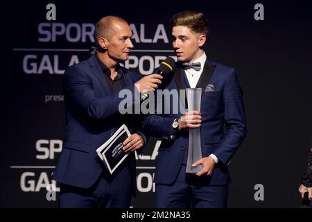 Karl Vannieuwkerke et Belge Remco Evenepoel photographiés lors de la soirée de gala pour le sport féminin et masculin de l'année 2018, samedi 22 décembre 2018, à Bruxelles. BELGA PHOTO LAURIE DIEFFEMBACQ-JASPER JACOBS-GREGORY VAN GANSEN-PHILIPPE CROCHET Banque D'Images