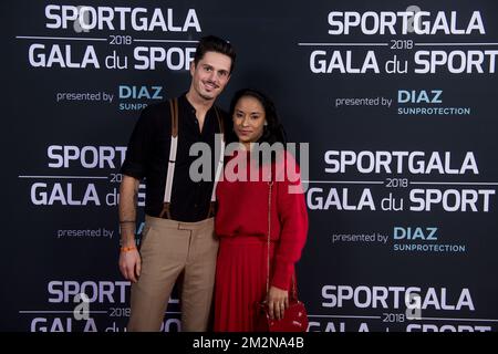 L'ancienne gymnaste belge Aagje Vanwalleghem et son partenaire la soirée de gala pour les femmes et hommes sportifs de l'année 2018, samedi 22 décembre 2018, à Bruxelles. BELGA PHOTO LAURIE DIEFFEMBACQ-JASPER JACOBS-GREGORY VAN GANSEN-PHILIPPE CROCHET Banque D'Images