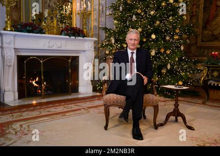 Illustration picture shows the registration of the yearly Christmas message and best wishes of King Filip - Philippe of Belgium, at the Royal Palace in Brussels on Monday 17 December 2018. BELGA PHOTO POOL FREDERIC ANDRIEU  Stock Photo