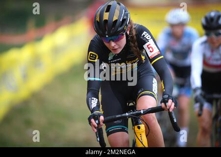 Dutch Fleur Nagengast photographié en action lors de la course d'élite féminine du Gullegem Cyclocross, samedi 05 janvier 2019 à Gullegem, Belgique. BELGA PHOTO DAVID STOCKMAN Banque D'Images