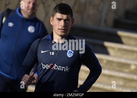 Ruslan Malinovski de Genk photographié pendant la première journée du camp d'entraînement d'hiver de l'équipe belge de football de première division KRC Racing Genk, à Benidorm, Espagne, dimanche 06 janvier 2019. BELGA PHOTO YORICK JANSENS Banque D'Images