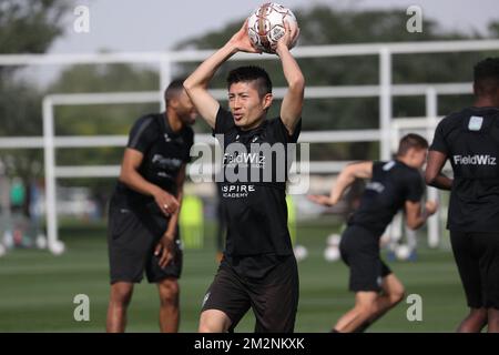 Yuta Toyokawa d'Eupen photographié pendant la troisième journée du camp d'entraînement d'hiver de l'équipe belge de football de première division KAS Eupen, au Qatar, jeudi 10 janvier 2019. BELGA PHOTO BRUNO FAHY Banque D'Images