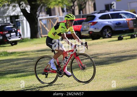 Australian Richie porte of Trek Segafredo photographié pendant les préparatifs en vue de la course de cyclisme Tour Down Under, vendredi 11 janvier 2019 à Adélaïde, en Australie. Cette édition de la course se déroule de 15 janvier à 20 janvier. BELGA PHOTO YUZURU SUNADA Banque D'Images